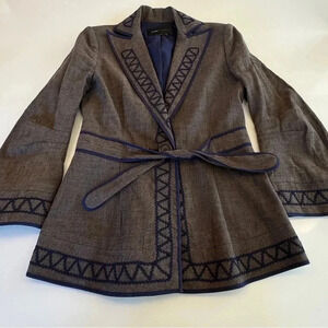 BCBG Maxazria Fitted Linen Cotton Blazer XS